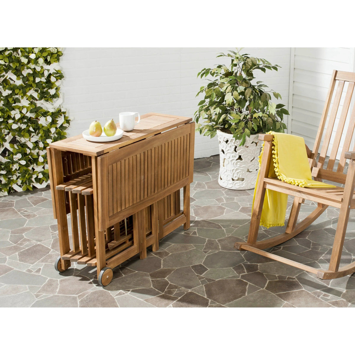 Zestaw mebli ogrodowych SAFAVIEH Outdoor Brandy, 5-częściowy stół jadalniany – 109 szer. x 89 gł. x 74 wys. cm