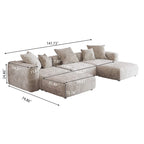141.73 Modułowa sofa narożna, sofa z prążyniny w kształcie litery U z pufami