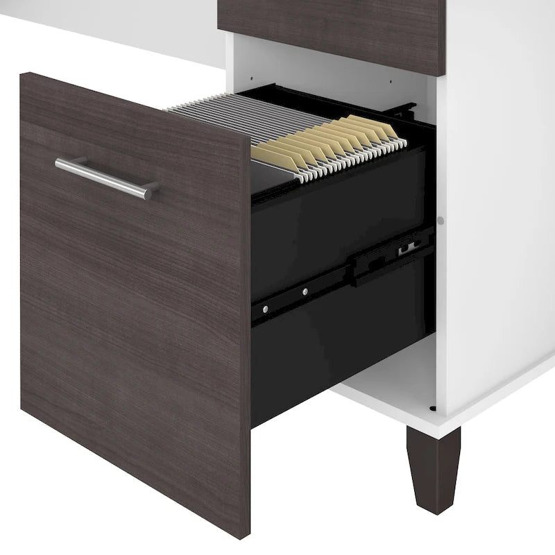 Biurko w kształcie litery L Somerset 60 cali z nadstawką do przechowywania od Bush Furniture