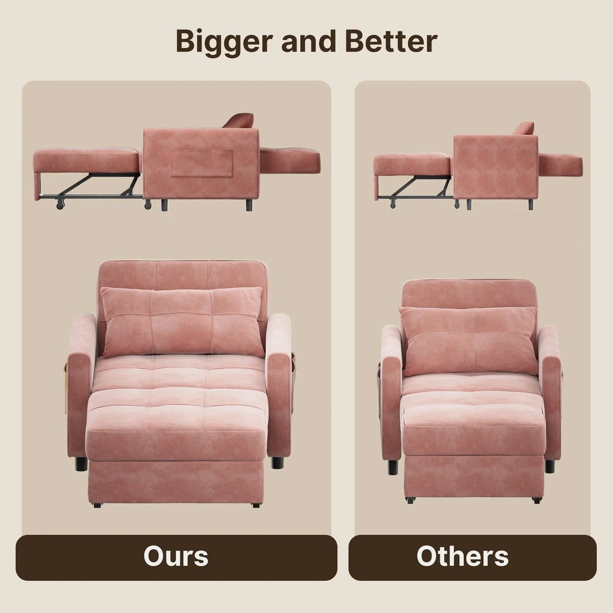 Wielofunkcyjna sofa 3 w 1 z funkcją spania, rozkładany fotel, składane łóżko do salonu