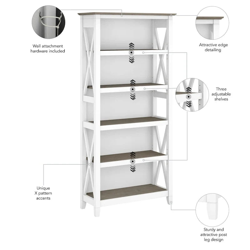 Zestaw regałów na książki Key West 5 półek marki Bush Furniture