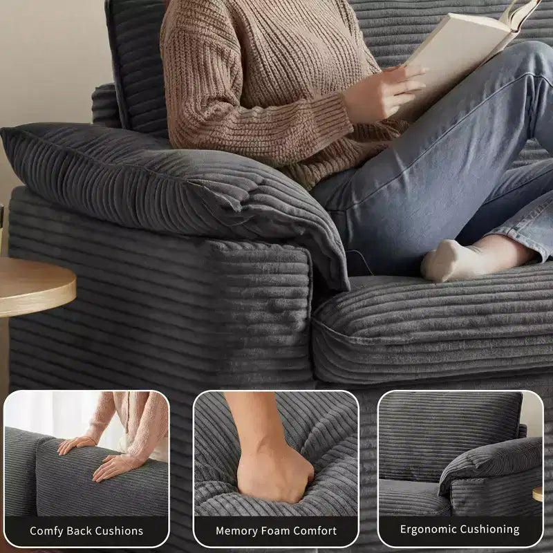 Sofa dwuosobowa Dyonery 86 Cloud, głębokie siedzisko i szerokie poduszki podłokietników, solidna rama, ergonomiczna i przewiewna konstrukcja
