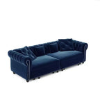 Rozkładana sofa 3 w 1 Whisen Velvet typu king-size z ruchomym podnóżkiem i pikowanym wzorem