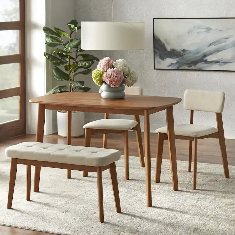 4-częściowy zestaw jadalniany Simple Living Nettie z litego drewna