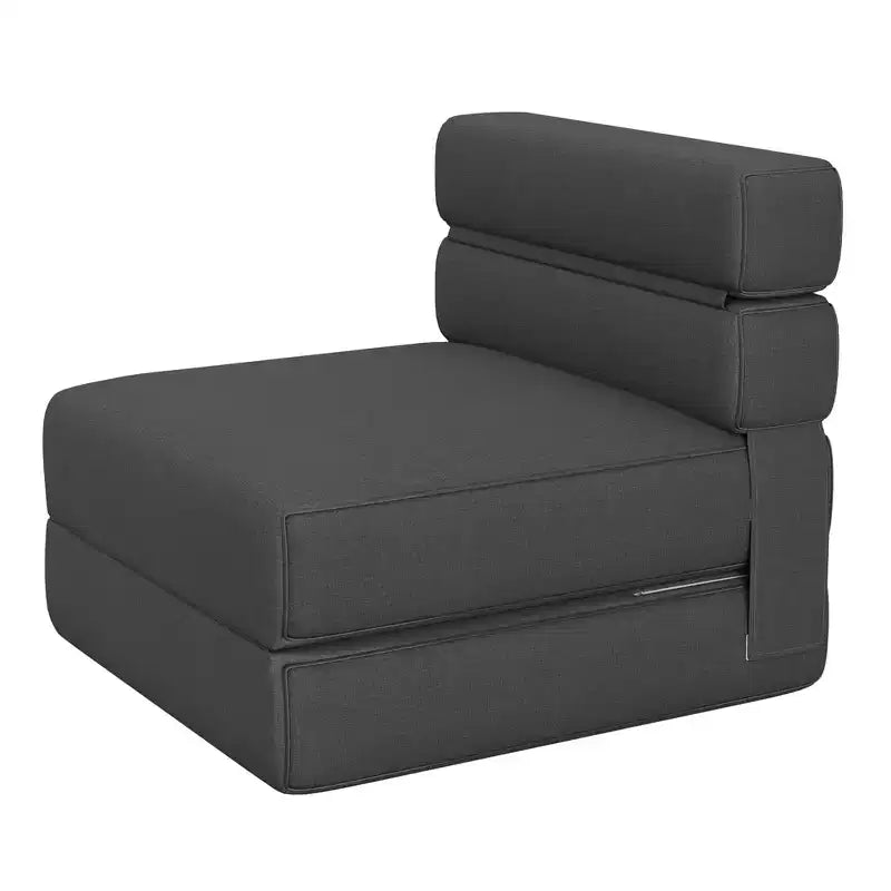 Składany fotel-kanapa z poduszką  Rozkładany materac futon z pianki memory & zdejmowanym lnianym pokrowcem do salonu lub pokoju gościnnego