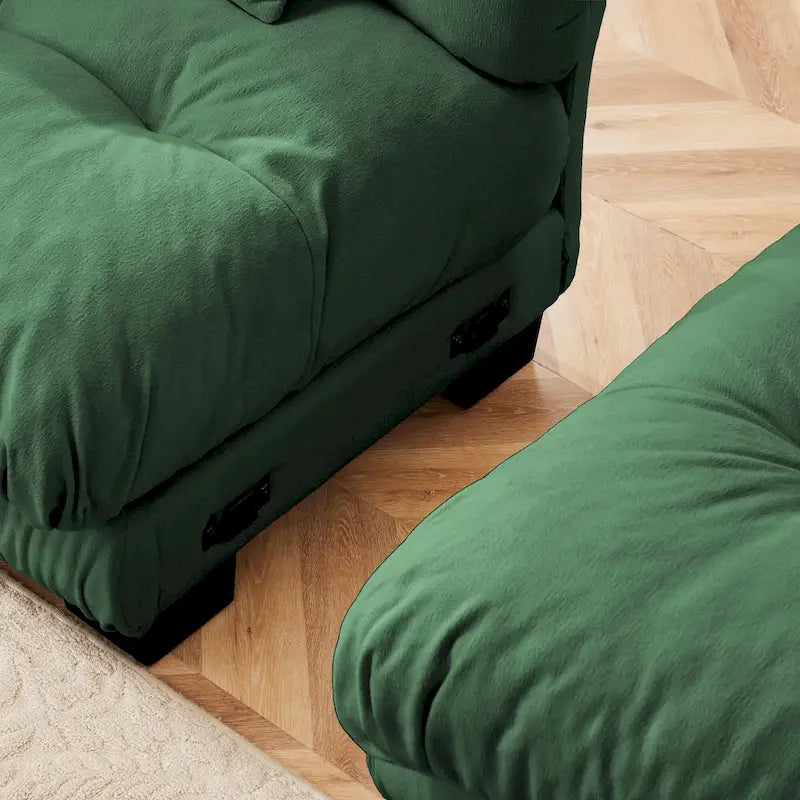 Narożna sofa dwuosobowa typu szezlong, szezlong szezlongowy z szenili z poduszkami lędźwiowymi