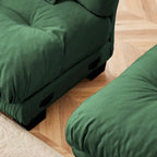 Narożna sofa dwuosobowa typu szezlong, szezlong szezlongowy z szenili z poduszkami lędźwiowymi