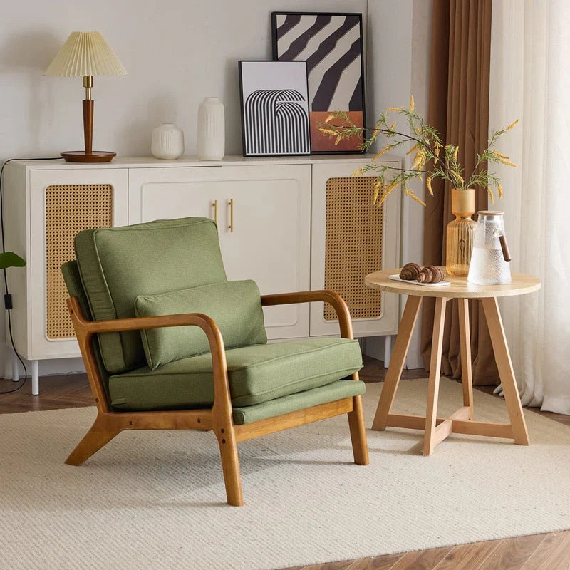 Tapicerowany fotel w stylu Mid-Century Modern