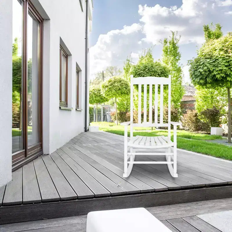 Karl Home | 24-calowy bujany fotel tarasowy z litego drewna