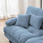 Narożna sofa dwuosobowa typu szezlong, szezlong szezlongowy z szenili z poduszkami lędźwiowymi