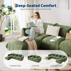 Modułowa dwuosobowa sofa z tkaniny szenilowej, sofa typu "cloud" z pianką o wysokiej sprężystości, sofa bezstelażowa do małych wnętrz