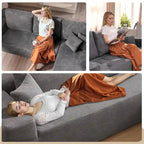 HOOOWOOO Nowoczesna narożna sofa modułowa w stylu minimalistycznym, wykonana z sztruksu, do salonu
