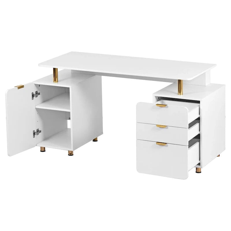 Nowoczesne zawieszone biurko gabinetowe z 3 szufladami i eleganckim blatem roboczym