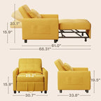 Wielofunkcyjna sofa 3 w 1 z funkcją spania, rozkładany fotel, składane łóżko do salonu