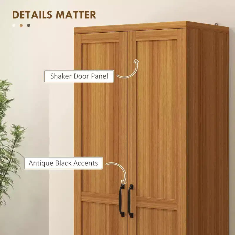 63 Szafka kuchenna dwudrzwiowa, wolnostojąca szafka magazynowa z 5-poziomowym regałem i 2 regulowanymi półkami do jadalni