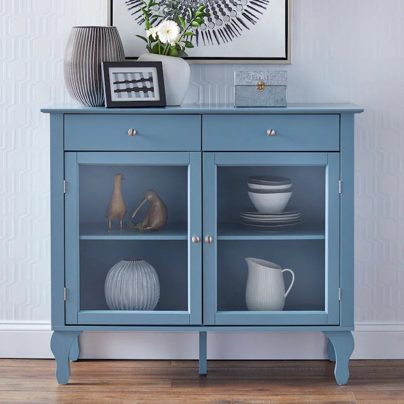Komoda/buffet Copper Grove Rawdon z przeszklonym frontem