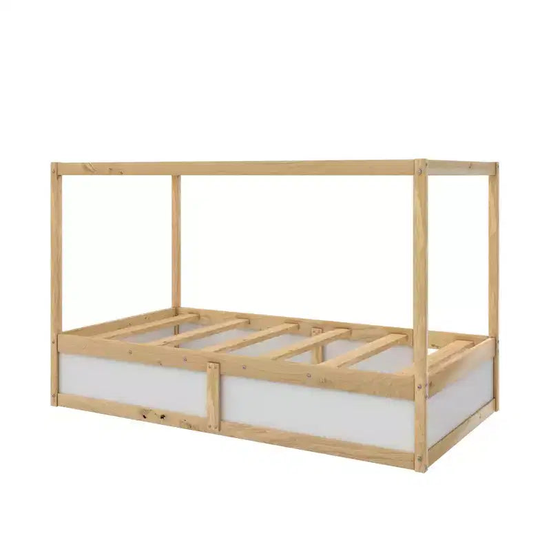 Łóżko dziecięce Max & Finn Saffiano 3 w 1, Naturalne/Białe