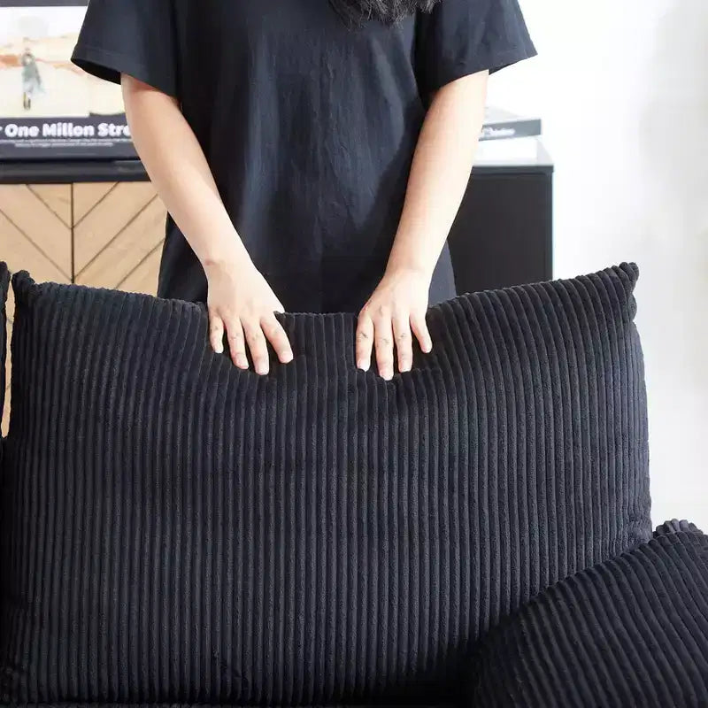 64,5-calowa rozkładana sofa 3 w 1 z sztruksu z funkcją spania