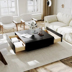 Stolik kawowy w stylu Mid-Century ModernMinimalistyczny stolik kawowy z forniru z miejscem do przechowywania do salonu, w pełni zmontowany
