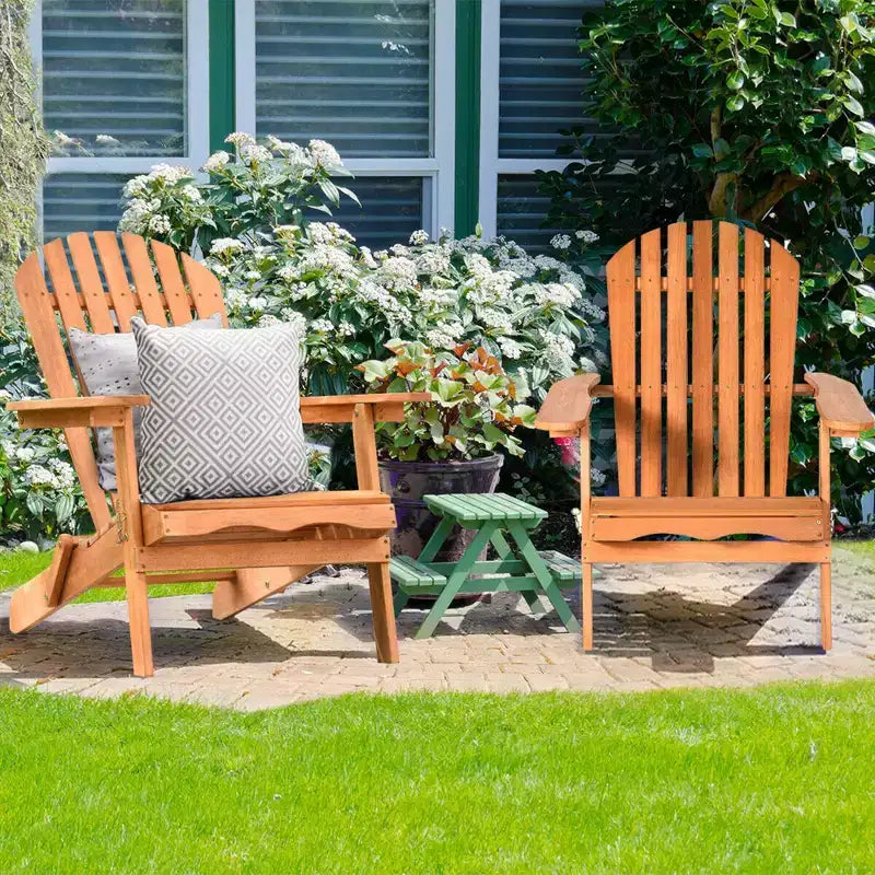 Costway 4 szt. Składane drewniane fotele Adirondack Eucalyptus Leżaki ogrodowe Naturalne