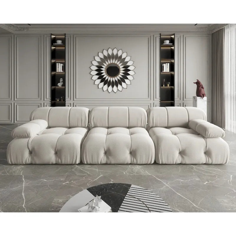 Modułowa sofa 3-osobowa z aksamitu z możliwością zmiany układu