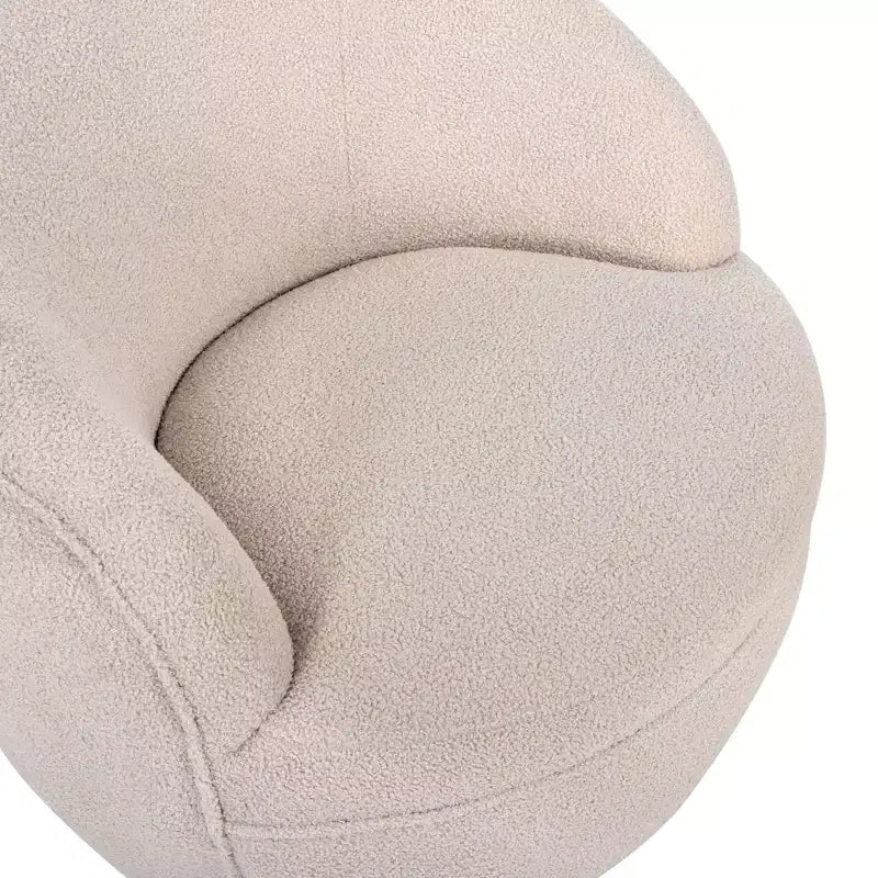 Fotel typu barrel Roundhill Furniture Galleria 360° z imitacją baranika