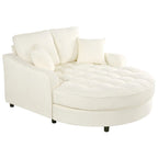 Sofa rozkładana typu chaise longue z chenille, tapicerowana sofa z pikowanym oparciem i 2 zdejmowanymi poduszkami do salonu