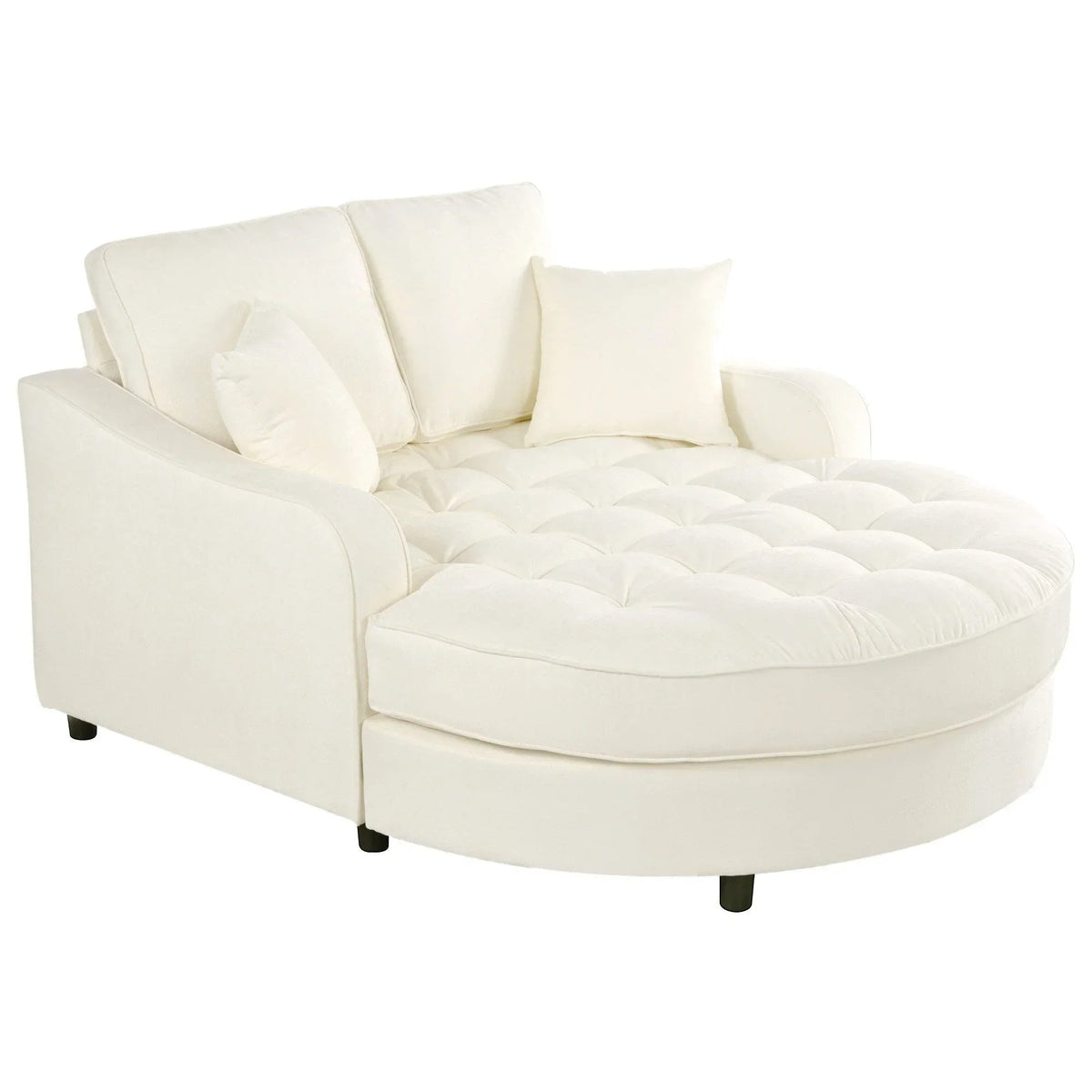 Sofa rozkładana typu chaise longue z chenille, tapicerowana sofa z pikowanym oparciem i 2 zdejmowanymi poduszkami do salonu