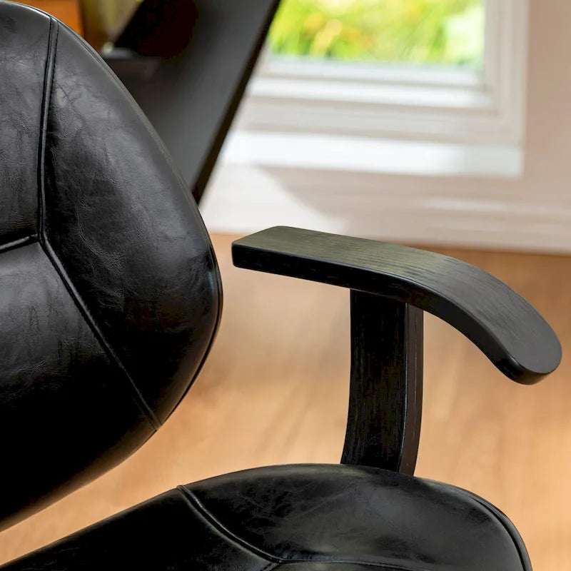 Glitzhome Skórzane Krzesło Biurowe Regulowane Obrotowe z Podłokietnikami Ergonomiczny Design