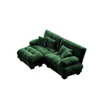 Narożna sofa dwuosobowa typu szezlong, szezlong szezlongowy z szenili z poduszkami lędźwiowymi