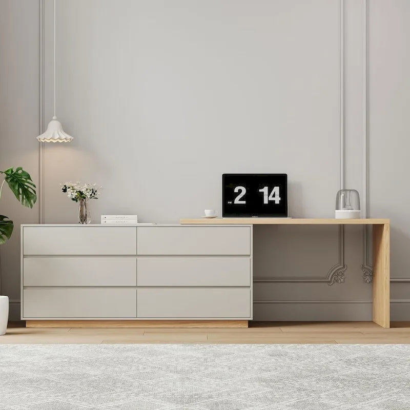 Białe biurko narożne 55,2 cala z 6 szufladami