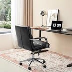 Glitzhome Skórzane Krzesło Biurowe Regulowane Obrotowe z Podłokietnikami Ergonomiczny Design