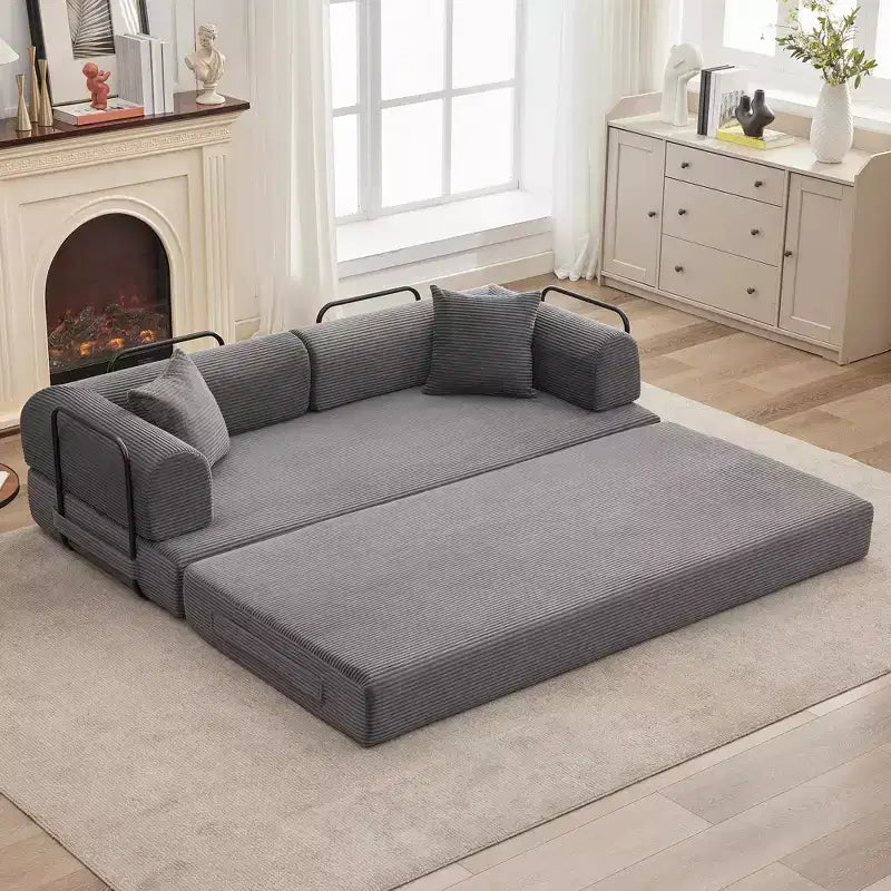 Acekool Rozkładana sofa podłogowa z głębokim siedziskiem i wygodnym sztruksowym obiciem