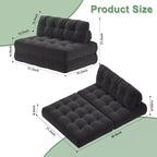 Rozkładana sofa futon z miękkiego sztruksu, składane łóżko podłogowe z poduszką i oparciem