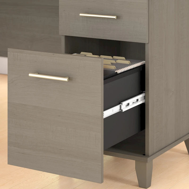Biurko w kształcie litery L Somerset 60 cali z nadstawką do przechowywania od Bush Furniture