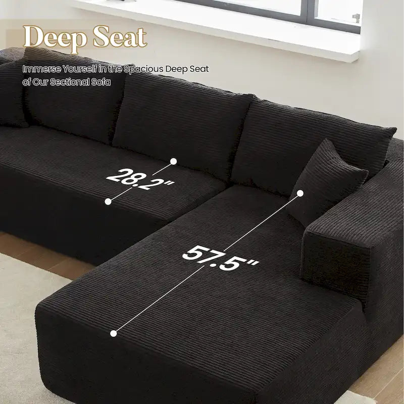 HOOOWOOO Nowoczesna narożna sofa modułowa w stylu minimalistycznym, wykonana z sztruksu, do salonu