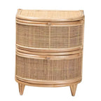 bali & pari Oleta Nowoczesna Szafka Nocna Boho Naturalny Brązowy Rattan 2 Szuflady