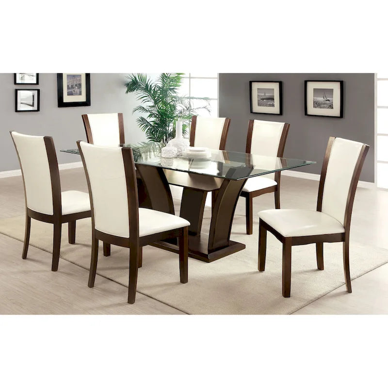 7-częściowy zestaw stołu do jadalni Bind Contemporary z litego drewna z otwartymi półkami od Furniture of America