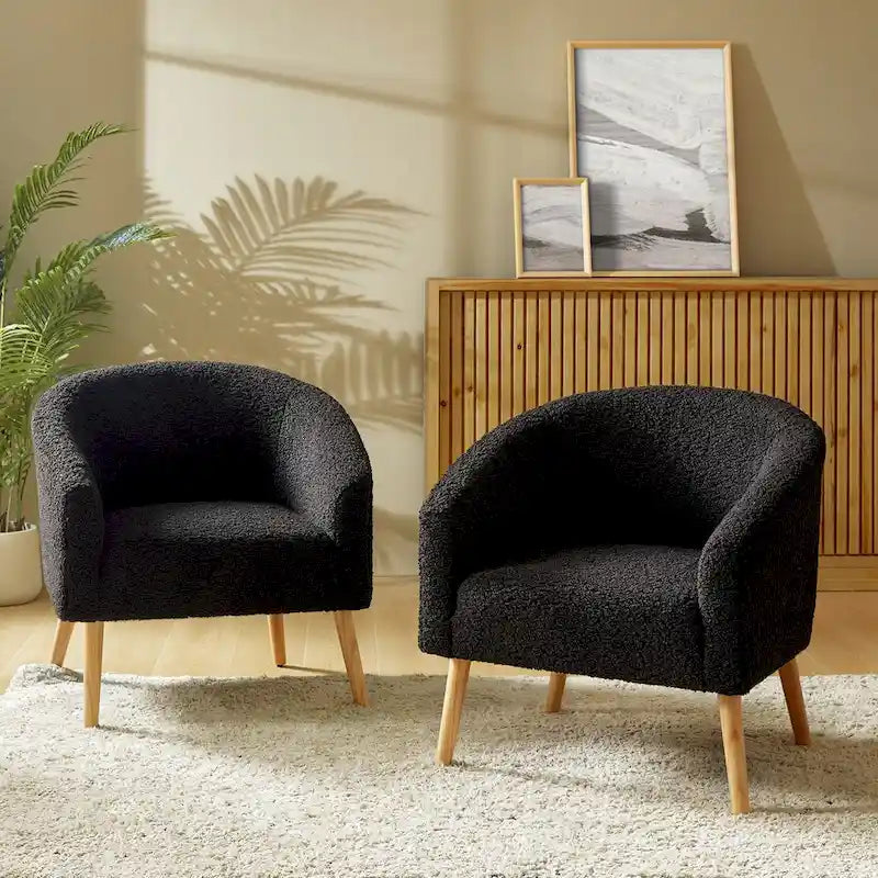 Zestaw 2 foteli Sheila Modern 30 W Boucle z nogami z litego drewna od HULALA HOME