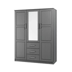Palace Imports 100% szafa trzydrzwiowa Cosmo z litego drewna, z drzwiami z litego drewna lub lustrzanymi