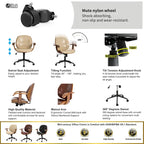 Glitzhome Skórzane Krzesło Biurowe Regulowane Obrotowe z Podłokietnikami Ergonomiczny Design