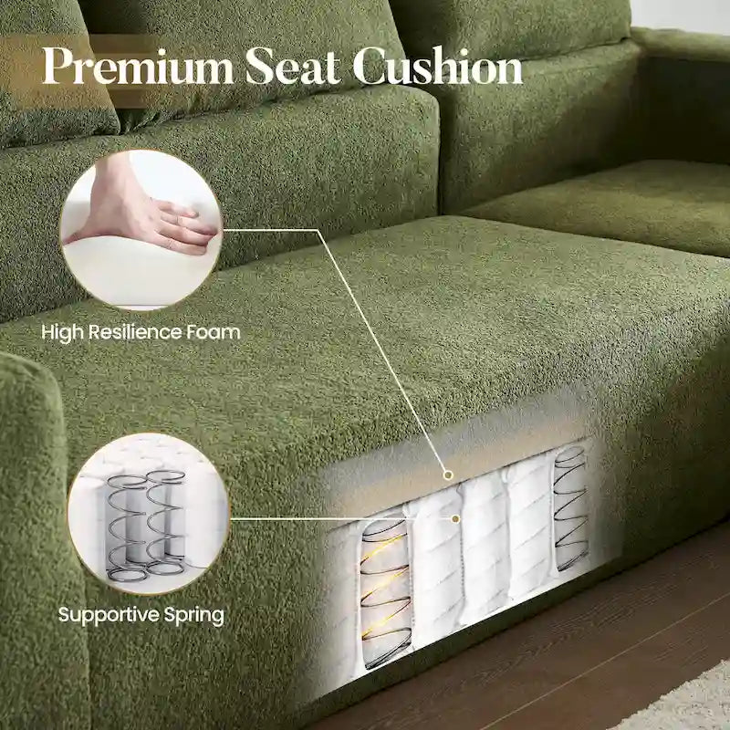 Nowoczesna tapicerowana sofa typu chaise longue z poduszkami do salonu