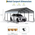12 x 20 FT Solidny stalowy carport z zestawem kotwiczącym