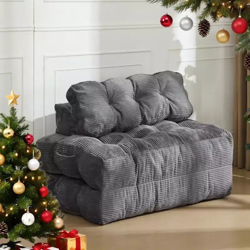 3 w 1 składana sofa rozkładana, konwertowalne krzesło do spania z poduszką, przenośne składane krzesło-łóżko, wygodna podłogowa sofa z oparciem do salonu, Beżowy