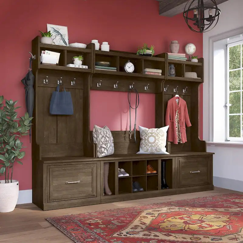 Kompletny zestaw mebli do przedpokoju Woodland z wieszakiem na ubrania marki Bush Furniture