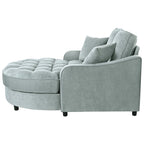 Sofa rozkładana typu chaise longue z chenille, tapicerowana sofa z pikowanym oparciem i 2 zdejmowanymi poduszkami do salonu