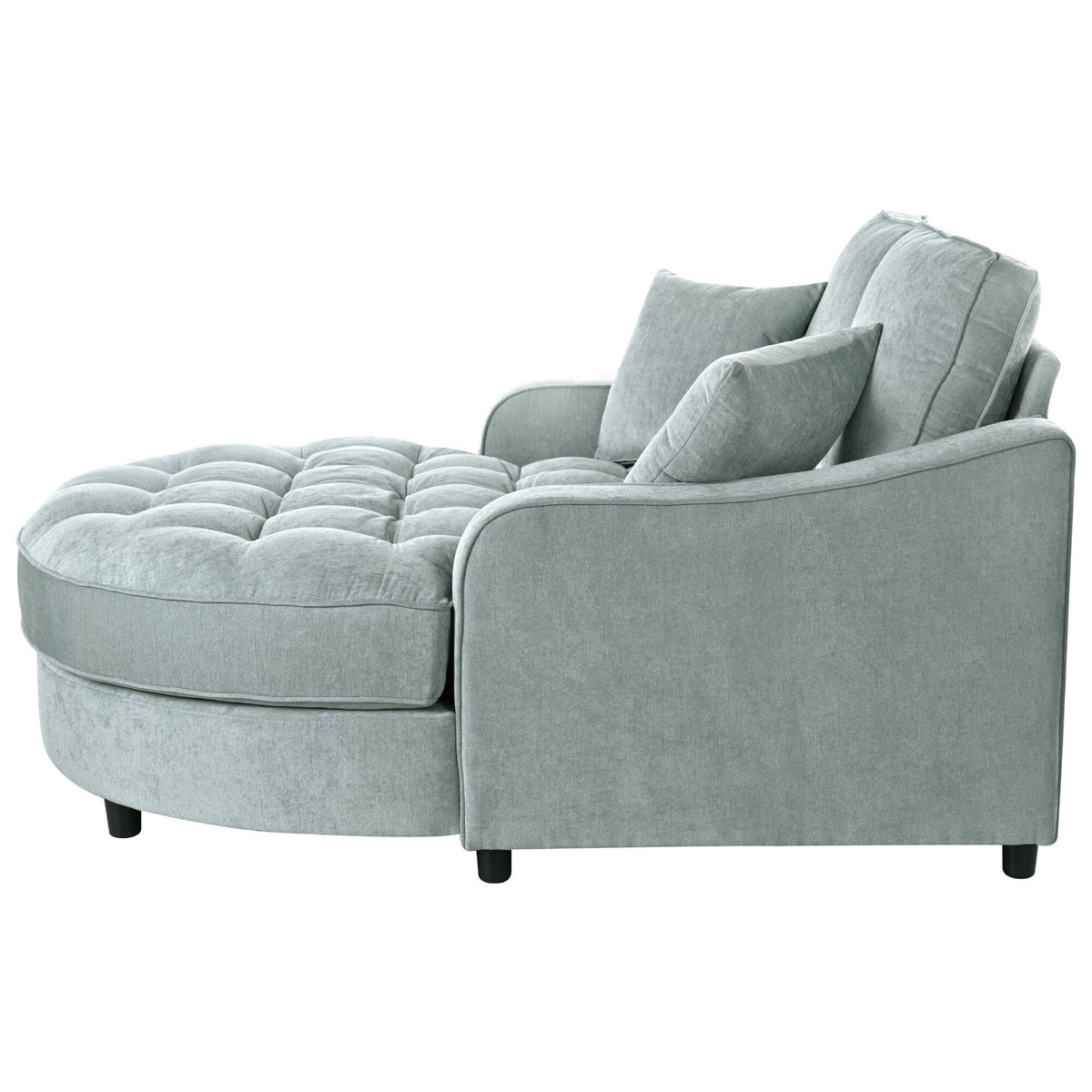 Sofa rozkładana typu chaise longue z chenille, tapicerowana sofa z pikowanym oparciem i 2 zdejmowanymi poduszkami do salonu