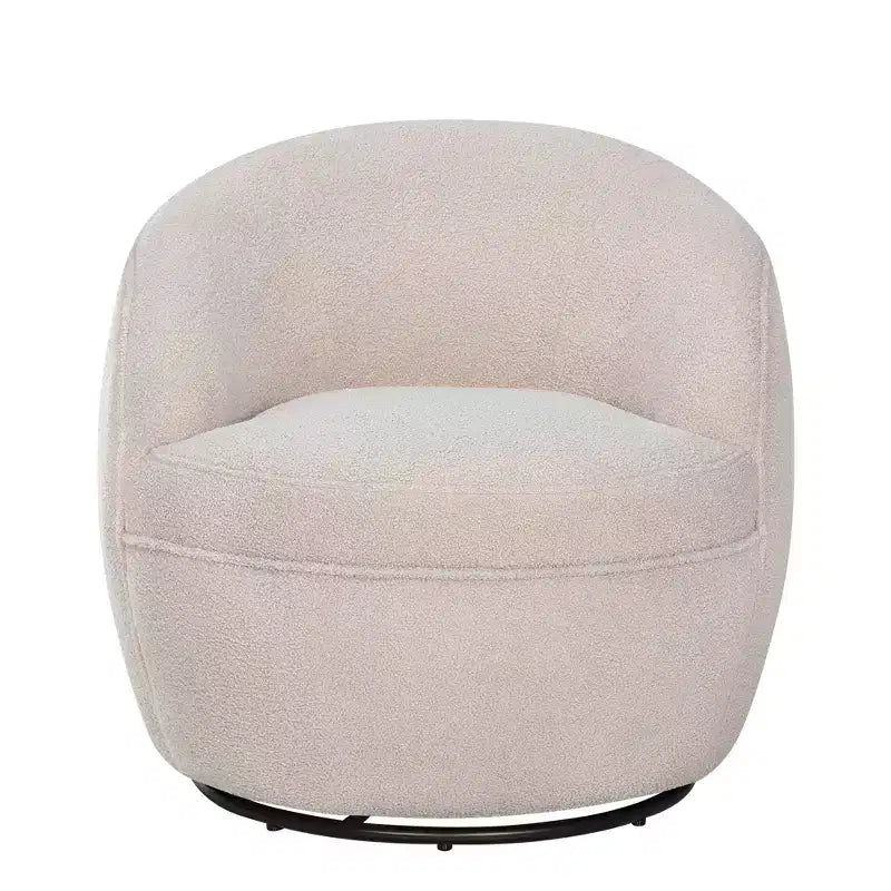 Fotel typu barrel Roundhill Furniture Galleria 360° z imitacją baranika