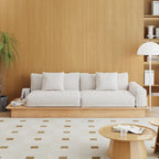 JASIWAY Nowoczesna sofa z litego drewna tapicerowana bawełnianym lnem