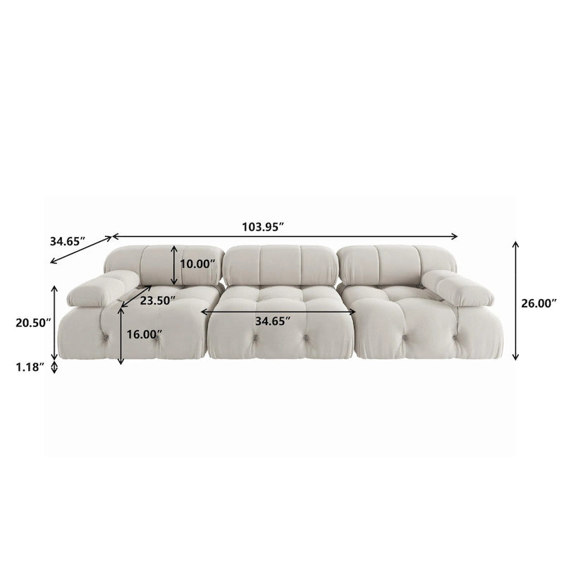 Modułowa sofa 3-osobowa z aksamitu z możliwością zmiany układu